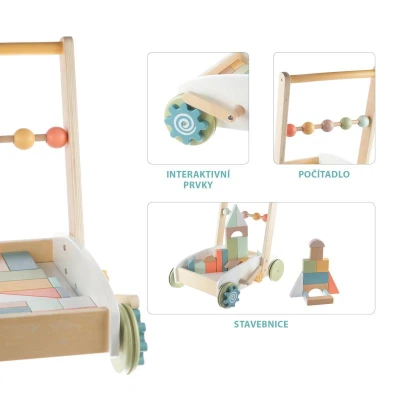 Zopa Dřevěný vozík s kostkami Wood