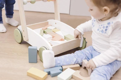 Zopa Dřevěný vozík s kostkami Wood