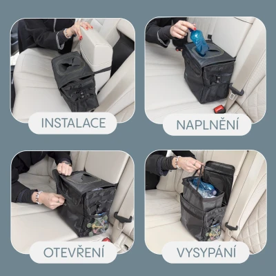 Zopa Odpadkový koš do auta vodotěsný s víkem Black