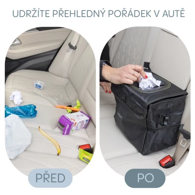 Zopa Odpadkový koš do auta vodotěsný s víkem Black