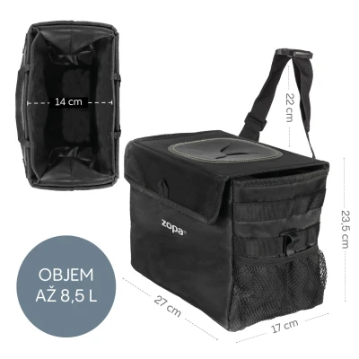 Zopa Odpadkový koš do auta vodotěsný s víkem Black