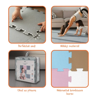Zopa Pena podložka Puzzle 30x30 cm 9ks Sugar Pink