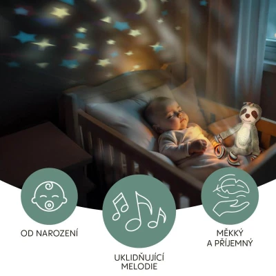 Zopa Plyšový usínáček s projektorem a melodiemi Monkey