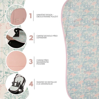 Zopa Podložka do kočárku prodyšná Breeze Jungle Pink