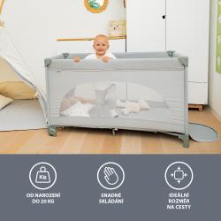 Zopa Postýlka skládací Lely Silver Grey