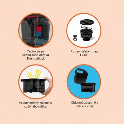 Zopa Přístroj na přípravu kojeneckého mléka Babyccino Black