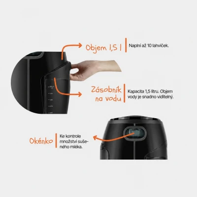 Zopa Přístroj na přípravu kojeneckého mléka Babyccino Black