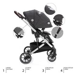 Zopa Set kočárek Quest+ korba+ adaptéry Vulcan Black/Silver