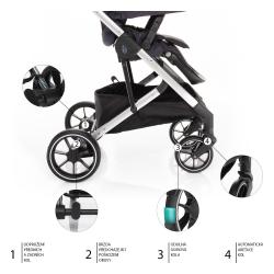 Zopa Set kočárek Quest+ korba+ adaptéry Vulcan Black/Silver