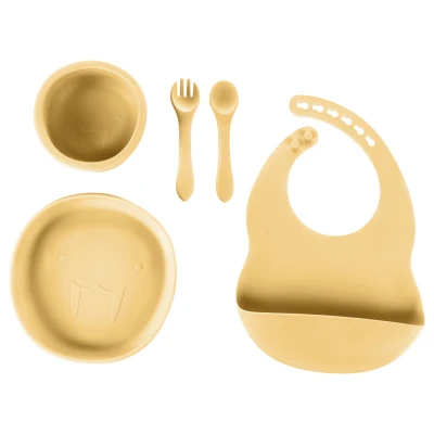 Zopa Silikonová dětská jídelní sada Mustard Yellow
