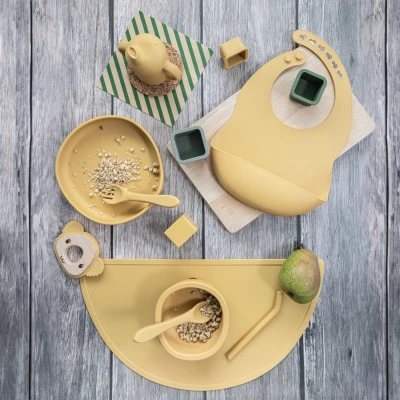 Zopa Silikonová dětská jídelní sada Mustard Yellow