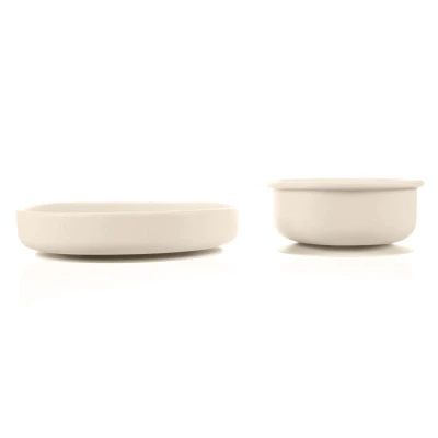 Zopa Silikonová dětská jídelní sada Sand Beige