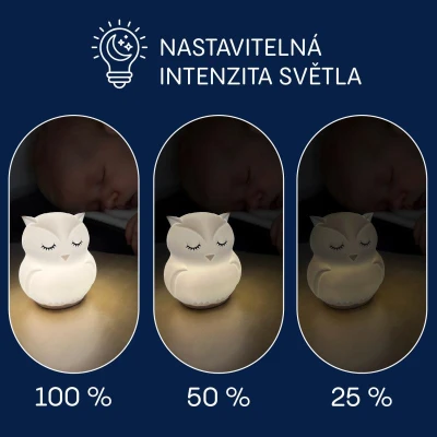 Zopa Silikonová LED noční lampička Owl bílá