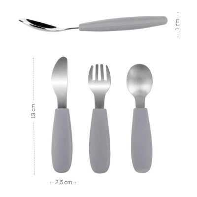 Zopa Silikonový dětský příbor Dove Grey
