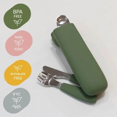 Zopa Silikonový dětský příbor Forest Green