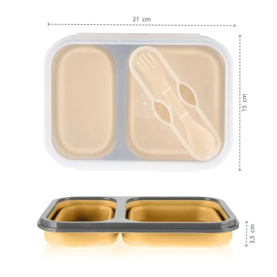 Zopa Silikonový svačinový box s příborem velký Dove Grey