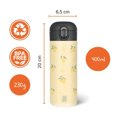 Zopa Termoska na tekutiny s brčkem 400 ml Limoncello