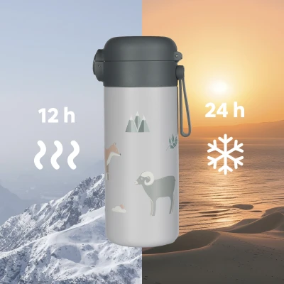 Zopa Termoska na tekutiny s brčkem a silikonovým držákem 350 ml Dino