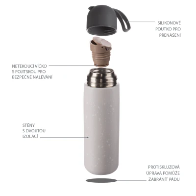 Zopa Termoska na tekutiny se silikonovým držákem 400 ml Cookie beige