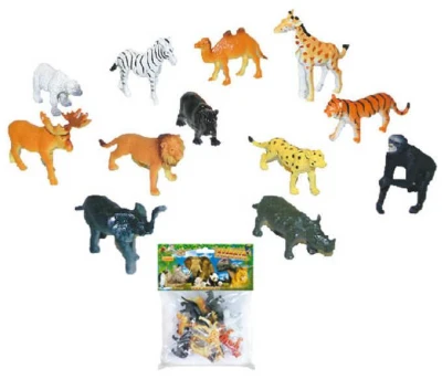 Zvířata divoká Safari 7cm plastové figurky zvířátka set 12ks v sáčku Zvířata divoká Safari 7cm plastové figurky zvířátka set 12ks v sáčku