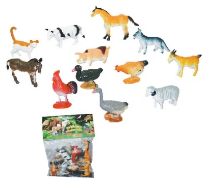 Zvířata domácí farma 4-6cm plastové set 12ks v sáčku