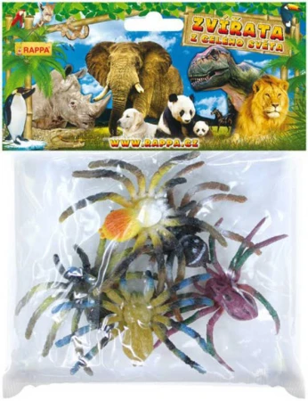 Zvieratá pavúk exotický 8cm plastové figúrky zvieratká set 5ks v sáčku