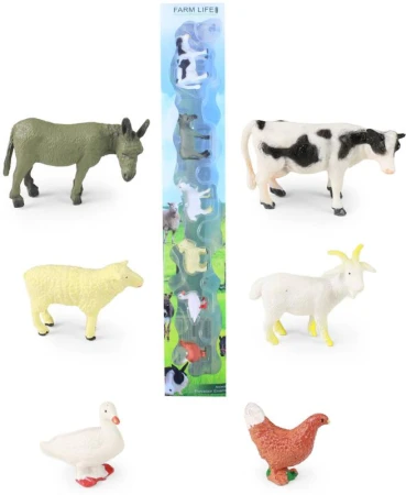 Domáce farmárske zvieratká 3-6cm gumové figúrky set 6ks Domáce farmárske zvieratká 3-6cm gumové figúrky set 6ks