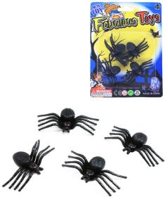 Zvířátko dekorace halloween pavouk černý 3cm set 4ks na kartě plast