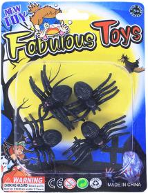 Zvířátko dekorace halloween pavouk černý 3cm set 4ks na kartě plast