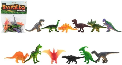 Zvieratko dinosaurus gumové 6-7cm rôzne druhy set 12ks v sáčku Zvieratko dinosaurus gumové 6-7cm rôzne druhy set 12ks v sáčku