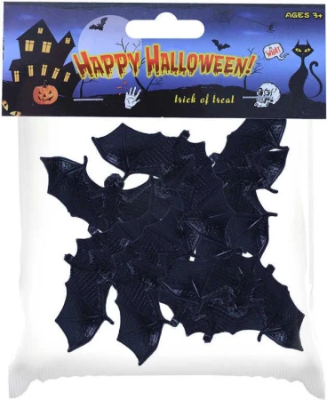 Zvieratko gumové dekorácie netopiere 10cm set 8ks Halloween v sáčku