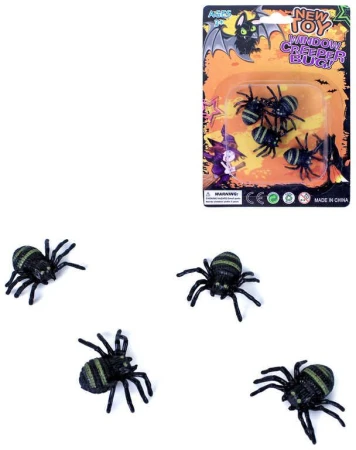 Zvířátko pavouk malý set 4ks halloween dekorace na kartě Zvířátko pavouk malý set 4ks halloween dekorace na kartě