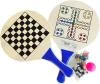 Acra DŘEVO Soubor her Plážový soft tenis / Šachy / Dáma / Člověče, nezlob se! 4v1