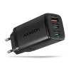 Axagon ACU-DPQ65, GaN nabíječka do sítě 65W, 3x port (USB-A + dual USB-C), PD3.0/QC4+/PPS/Apple, černá