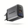 Axagon ACU-PQ67D GaN nabíječka do sítě 67W, USB-A + USB-C, PD3.0/PPS/QC4+/SFC2.0/Apple, LCD display