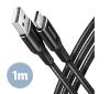 AXAGON BUCM-AM10AB, HQ kabel USB-C - USB-A, 1m, USB 2.0, 3A, ALU, oplet, černý