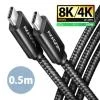 Axagon BUCM4X-CM05AB NewGEN+ kabel USB-C - USB-C, 0.5m, USB4 Gen 3×2, PD 240W 5A, 8K HD, ALU, oplet, černý Axagon BUCM4X-CM05AB NewGEN+ kabel USB-C - USB-C, 0.5m, USB4 Gen 3×2, PD 240W 5A, 8K HD, ALU, oplet, černý