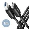 Axagon BUMM3-AM10AB, SPEED kabel Micro-B USB - USB-A, 1m, USB 3.2 Gen 1, 3A, ALU, tpe, černý