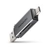 AXAGON CRE-DAC, USB-C + USB-A, 5 Gbps - MINI čtečka karet, 2-slot lun SD/microSD, podpora UHS-I