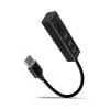Axagon HMA-CR3A, USB 3.2 Gen 1 hub, porty 3x USB-A + čtečka karet SD/microSD, kovový, kabel USB-A 20cm