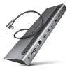 Axagon HMC-4KX3, USB 3.2 Gen 1 hub, porty 3x USB-A, DP, HDMI 4k/60Hz, RJ-45, čtečka karet, PD 100W, kabel USB-C 40cm