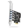 Axagon PCEU-43RS, PCIe řadič, 4x USB 3.2 Gen 1 port, 5 Gbps, napájení z PCIe nebo SATA, SP LP