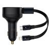 Baseus Nabíječka do auta Enjoyment s kabelem USB-C + Lightning 3A, 30W (černá)