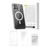 Baseus Pouzdro na telefon Magnetic Crystal Clear pro iPhone 12 (průhledné) s ochranným krytem displeje z tvrzeného skla a čisticí sadou