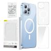 Baseus Pouzdro na telefon Magnetic Crystal Clear pro iPhone 13 Pro (průhledné) s ochranným krytem displeje z tvrzeného skla a čisticí sadou