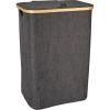 Bathroom Solutions Koš na prádlo s bambusovým okrajem 40 x 30 x 60 cm tmavě šedá