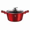 Berlingerhaus BH-6192 Kastrol s mramorovým povrchem a poklicí 30 cm Burgundy Metallic Line