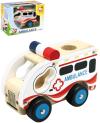 Bino DŘEVO Auto baby ambulance sanitka volný chod (dřevěná hračka)
