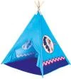 Bino DŘEVO TeePee stan indiánský modrý 120x150x120cm 4 stěny Bino DŘEVO TeePee stan indiánský modrý 120x150x120cm 4 stěny