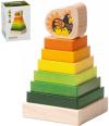 Cubika DŘEVO Baby Pyramida 8 dílků navlékací skládačka se slepičkou